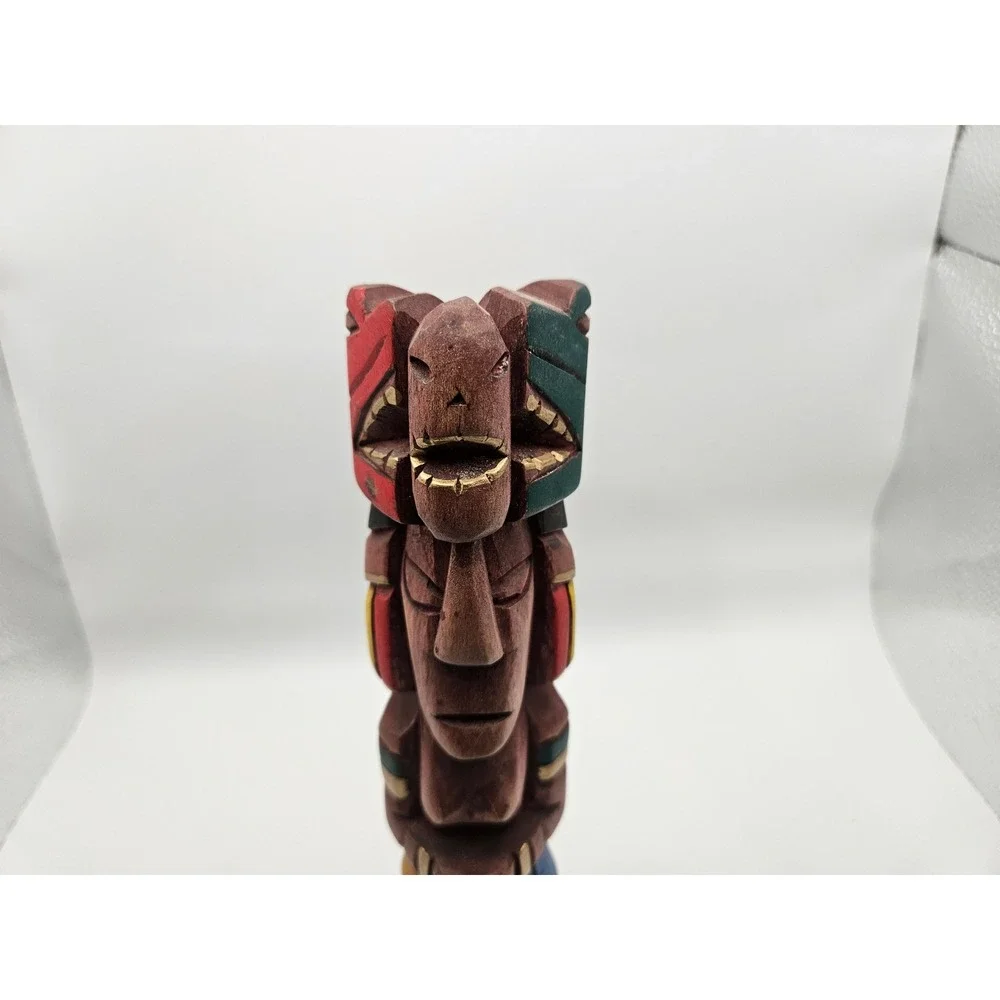 Vintage Handcarved Lightweight Wooden Folk Art Aztec/Mayan Style Totem 9